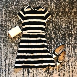 H&M Striped Fit & Flare Midi Dress